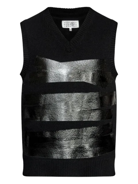 MM6 Maison Margiela V-neck wool vest Black SH2FB0022M13167
