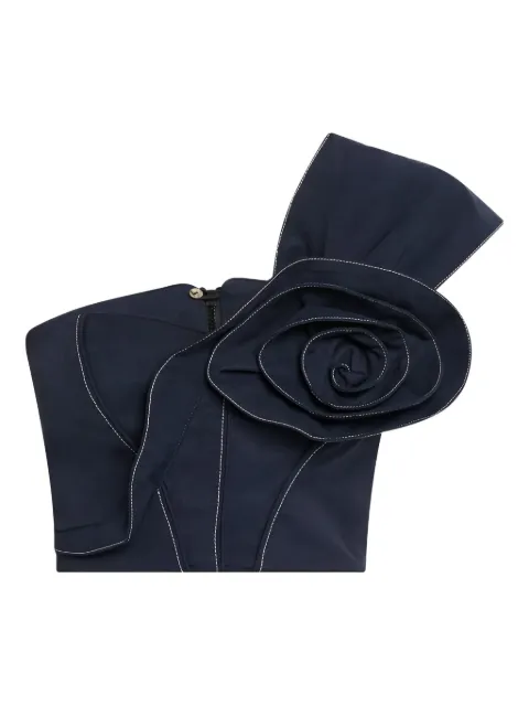JBQ Blaire asymmetrical rose-detail top Blue T158123