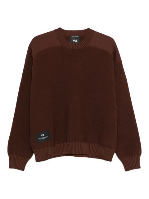 Y-3 ribbed-knit crew-neck sweater Brown KD2560