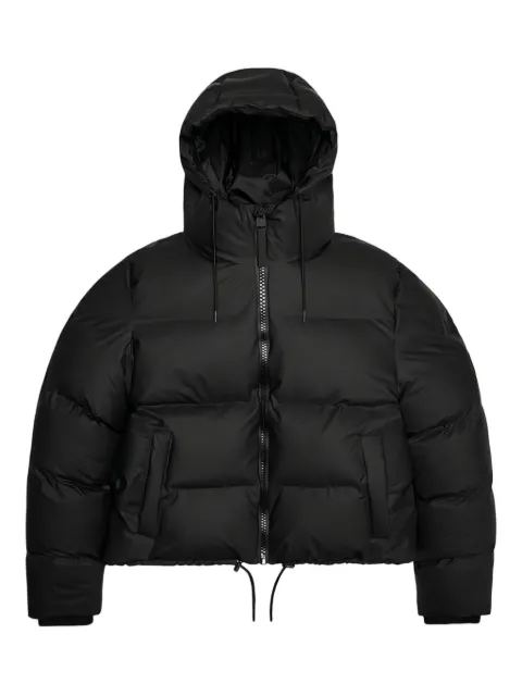 Rains hooded cropped-hemline padded coat Black 15150