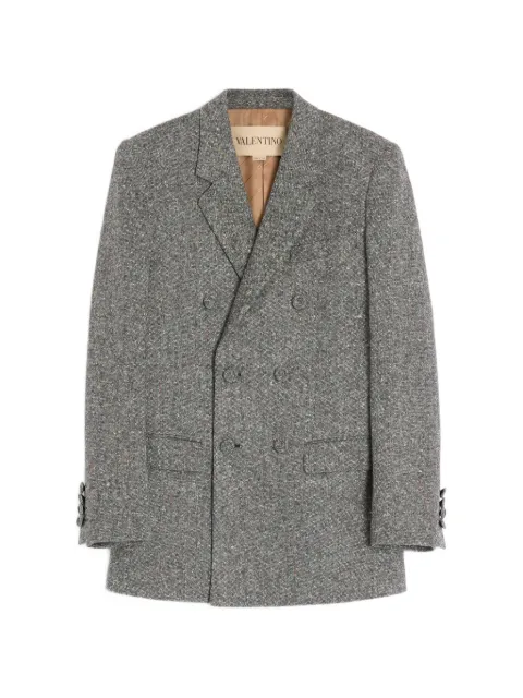Valentino Garavani double-breasted jacket in natté boutonné wool Neutrals VCEJ25B4K
