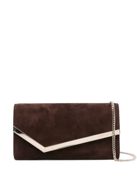 Jimmy Choo envelope suede clutch bag Brown EMMIESUE
