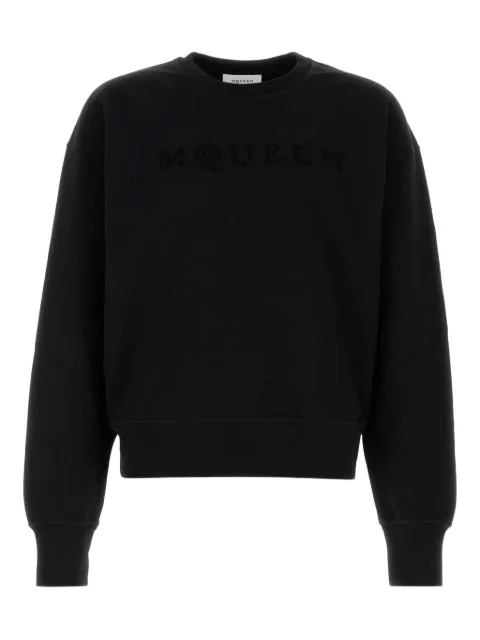 Alexander McQueen logo-embroidered cotton sweatshirt Black 839216QTADU
