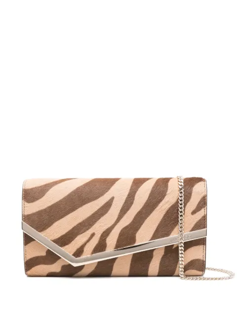 Jimmy Choo Emmie zebra-print clutch bag Neutrals EMMIEZNC