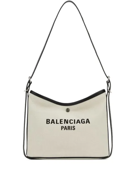 Balenciaga Biarri logo-plaque canvas shoulder bag Neutrals 8288432ABBN
