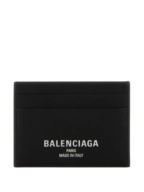 Balenciaga logo-print leather card holder Black 8066372ABV0
