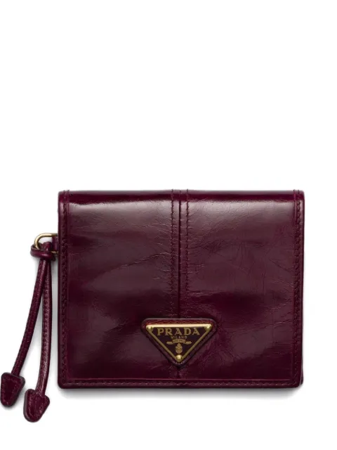 Prada patent-leather logo-plaque wallet Red 1MV2042CYR