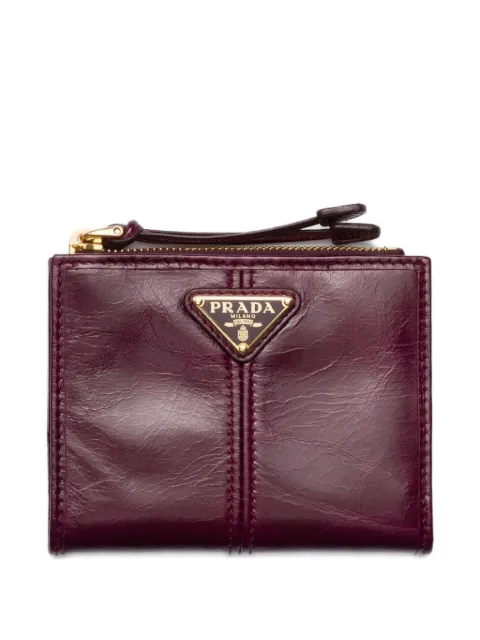 Prada small zip-pocket leather wallet Red 1ML0502CYR