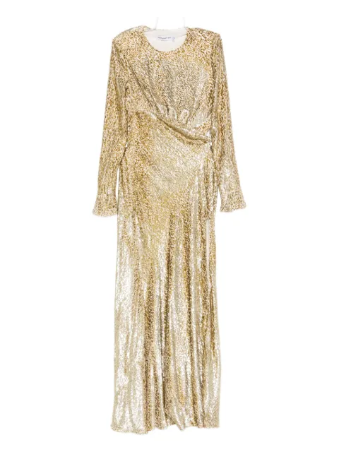 Self-Portrait long-sleeved maxi dress Gold PF25060XA