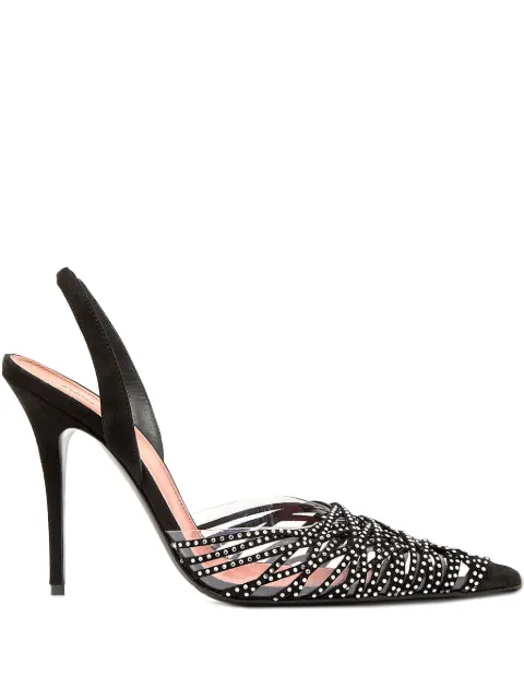 Amina Muaddi Lori beaded slingback pumps Black 14S363510LOR