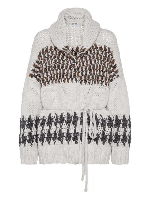 Brunello Cucinelli shawl-lapels cardigan Neutrals M52638506C9610