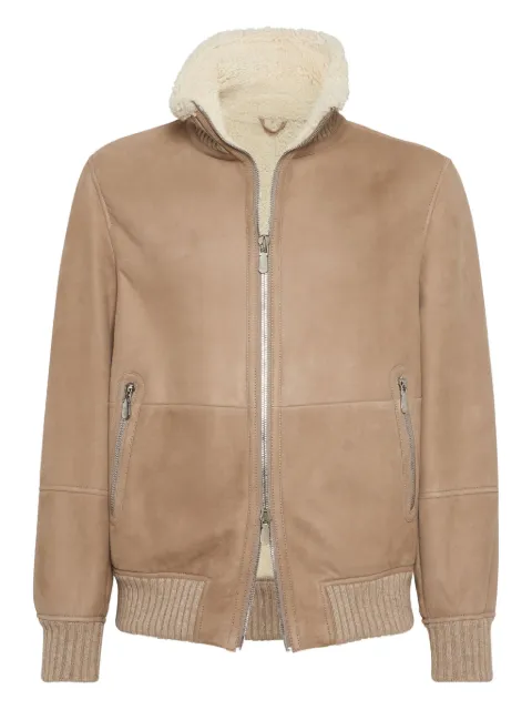 Brunello Cucinelli shearling-collared suede jacket Brown MPMLS1737C4248
