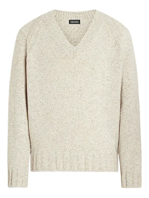 Zegna V-neck raglan-sleeve sweater Neutrals UGB30A2300