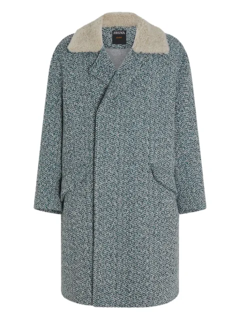 Zegna herringbone coat Blue CGG95A2GL523