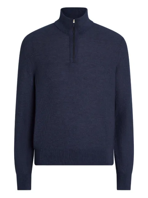 Zegna mock-neck half-zip cashmere sweater Blue UGK93A2127
