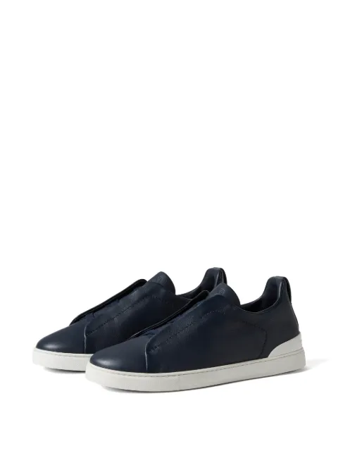 Zegna Triple Stitch leather sneakers Blue LHOTAS5207Z