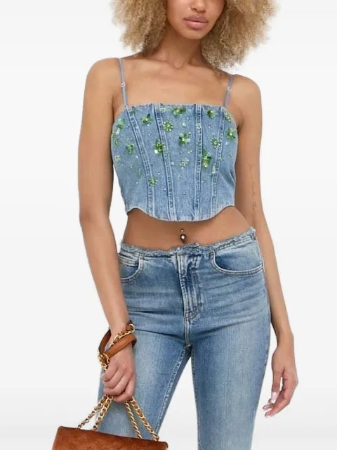 Miss Sixty embellished denim top Blue 6T2XJ1850000