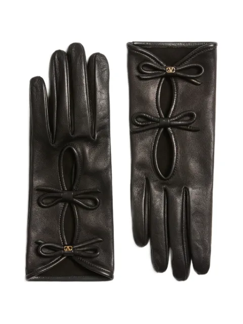 Valentino Garavani VLogo Signature nappa-leather gloves with bows Black WGDA42CZV