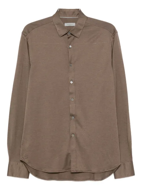 Canali long-sleeve cotton-blend shirt Brown CSL7077GN03485