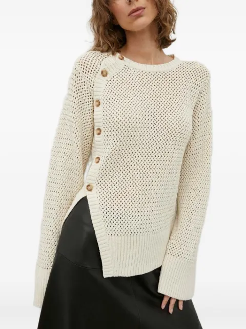 lovechild button-detail open-knit sweater Neutrals 8683356