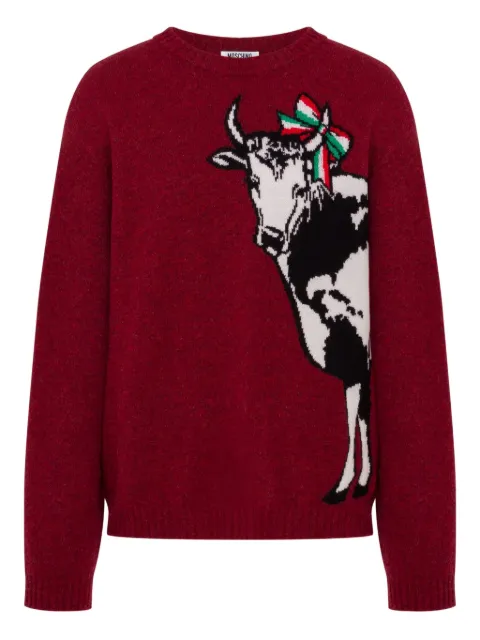 Moschino cow-motif jumper Red A09105203