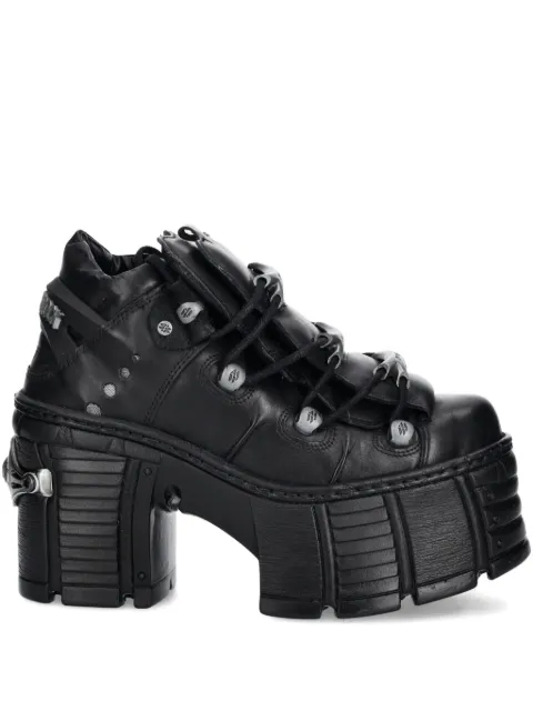 NEW ROCK 120mm M-TM106-C2 buckle-strap platform boots Black MTM106C2