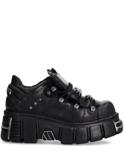 NEW ROCK Metallic M-120N-S26 lace-up platform sneakers Black M120NS26