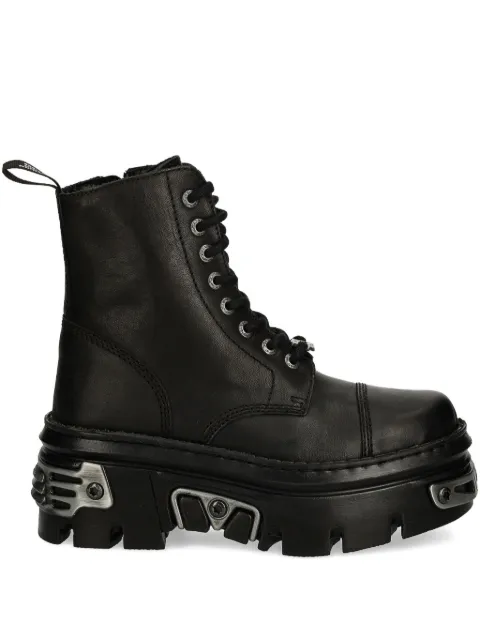 NEW ROCK lace-up platform combat boots Black MWALL083CCTS12