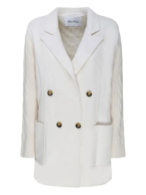 Max Mara Dalida cable-knit double-breasted coat White 2313160239600