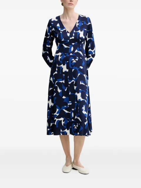 Marc O'Polo abstract-print V-neck midi dress Blue 502083721101