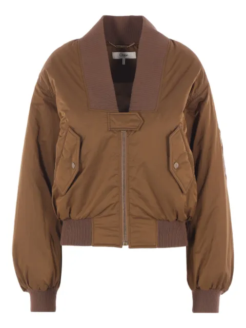 Chloé zip-front bomber jacket Brown CHC25AVE16113