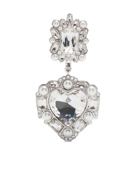 Self-Portrait crystal-embellished heart earrings Silver PF25600ESL