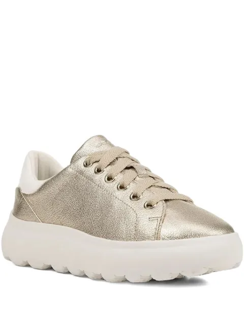 Geox Spherica EC 4.1 metallic-leather lace-up sneakers Neutrals D45TCC0BVBC