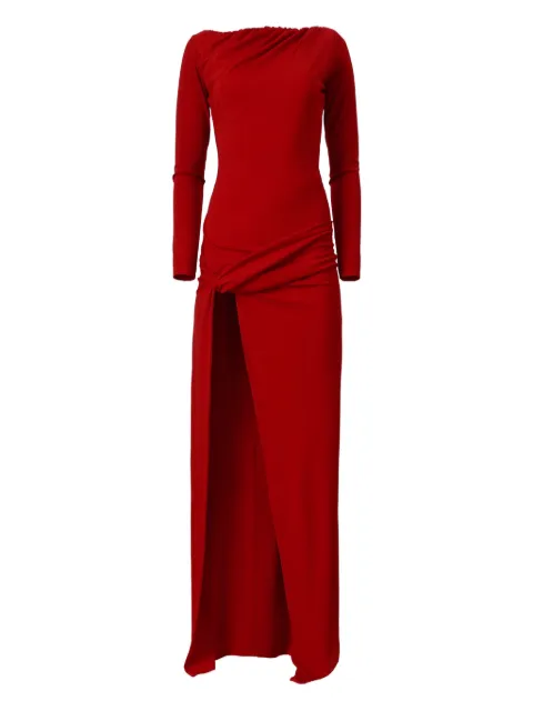 MOOS STUDIO Siren ruched one-shoulder gown Red MOOS146