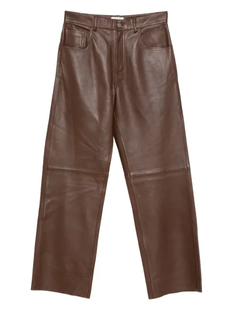 Haikure leather panelled pants Brown HEW03330PL002TP