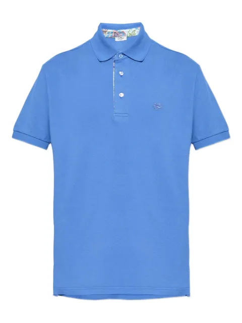 ETRO Pegaso-motif cotton polo shirt Blue MRMD0005AJ264