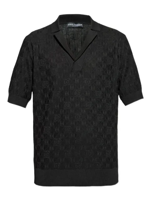 Dolce & Gabbana DG-patterned polo top Black GXZ76TJBSLX