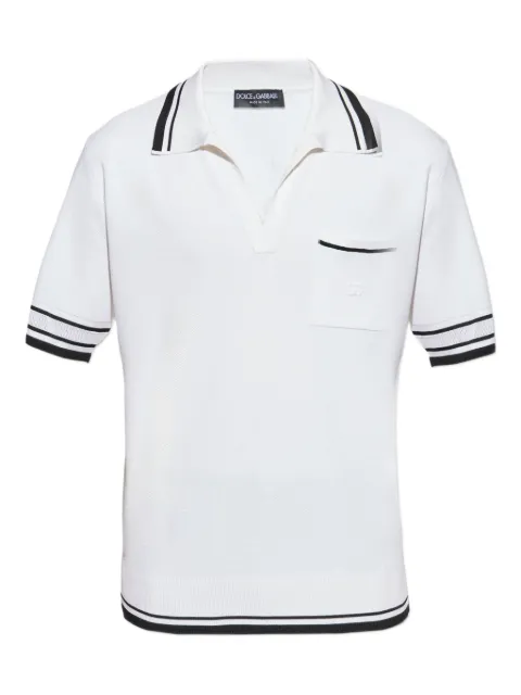 Dolce & Gabbana striped-trim polo-neck top White GXZ74ZJBSLU
