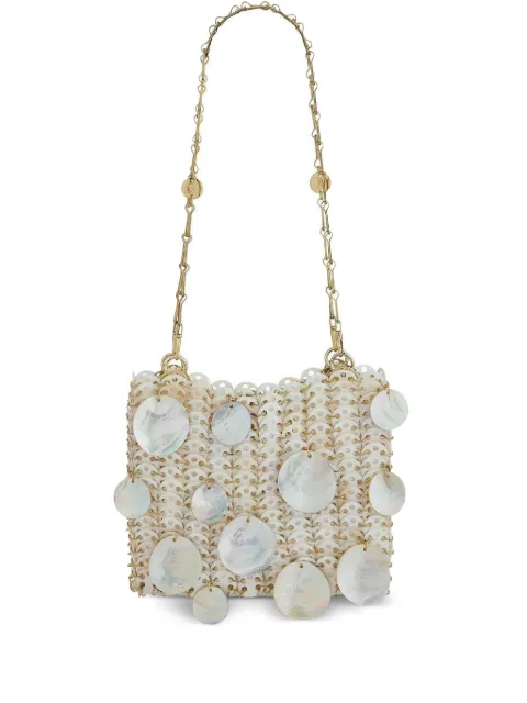 Rabanne 1969 shell-embellished chain mini bag Neutrals 25ASS0007RES011