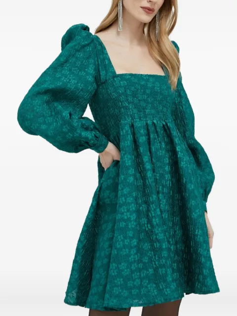 Custommade puff-sleeve mini dress Green 999395447