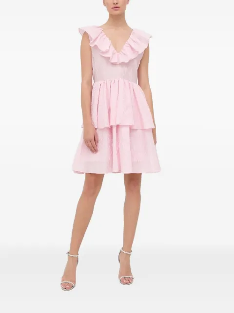Custommade frill-detailing textured mini day dress Pink 999387430
