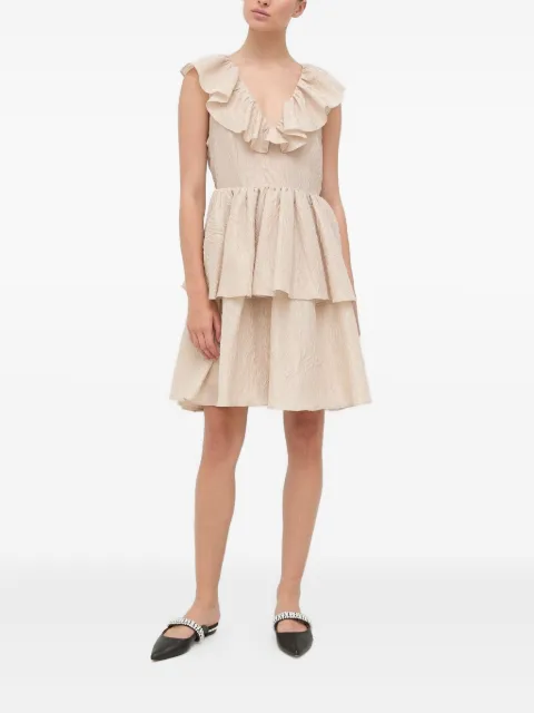 Custommade frill-detail cotton-blend mini dress Neutrals 999387430