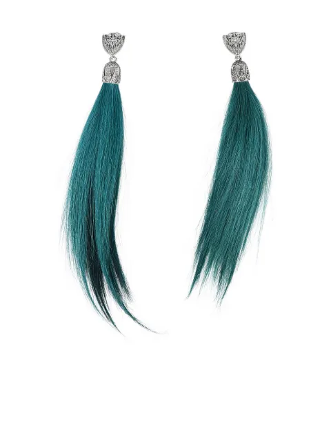 DSQUARED2 goat skin tassel earrings Green ERW003537201082
