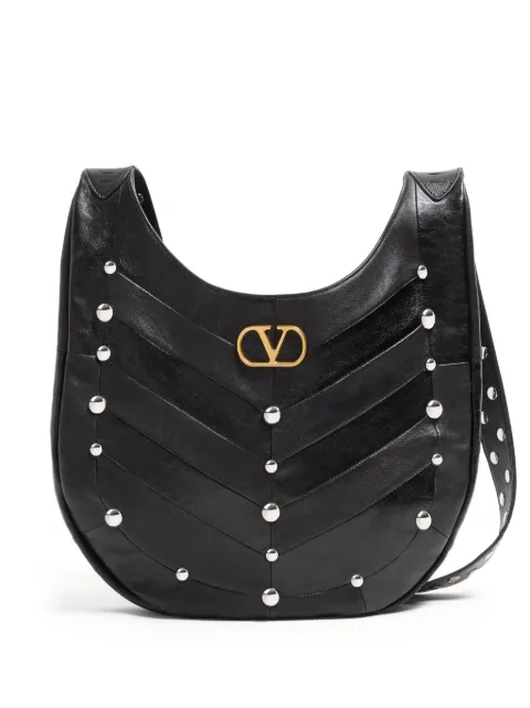 Valentino Garavani chevron-pattern stud-embellished shoulder bag Black WB0S29PXJ