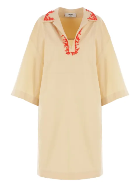 FENDI bead-embroidered cotton dress Yellow FDD383AUJQ