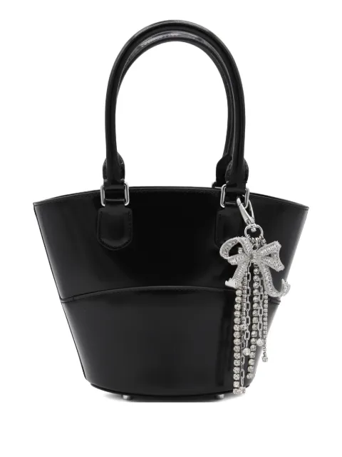 Self-Portrait bow-charm patent bucket bag Black PF25314A