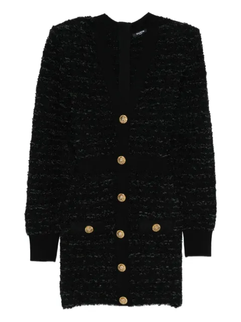 Balmain pockets button knit tweed dress Black FF0R8890KJ16