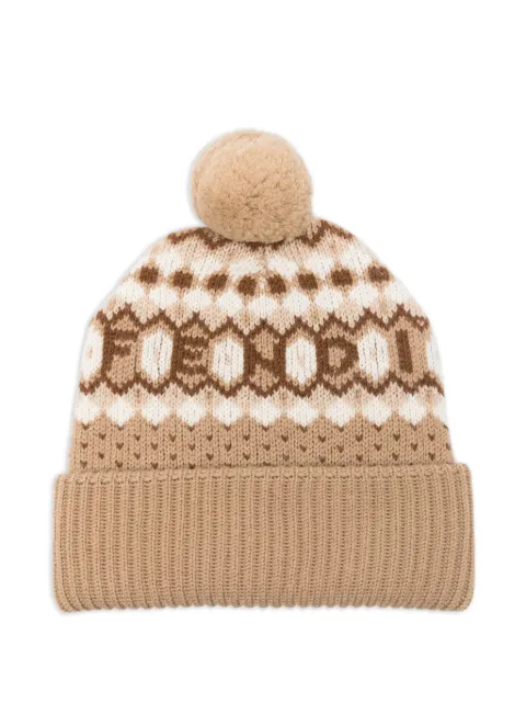 FENDI pompom nordic beanie Neutrals FXQ111AVP8