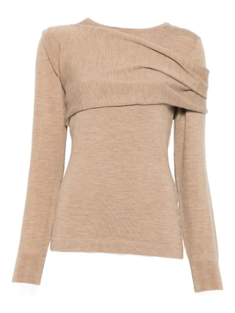 P.A.R.O.S.H. draped-shoulder sweater Neutrals LIME25D540915