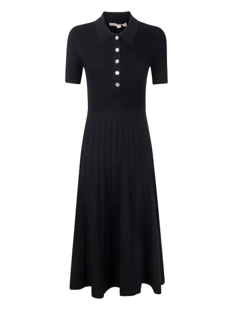Michael Kors ribbed polo pleated midi dress Black MT5834F33D